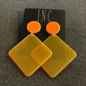 New INC Neon Orange Lucite Earrings